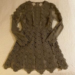 Asos Lace Olive Green Lace Mini Dress Size 8